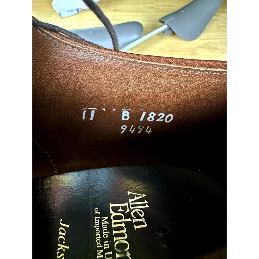 Allen Edmonds Jackson Derby Dress Shoes Brown Leather‎ Mens 11 Made In USA